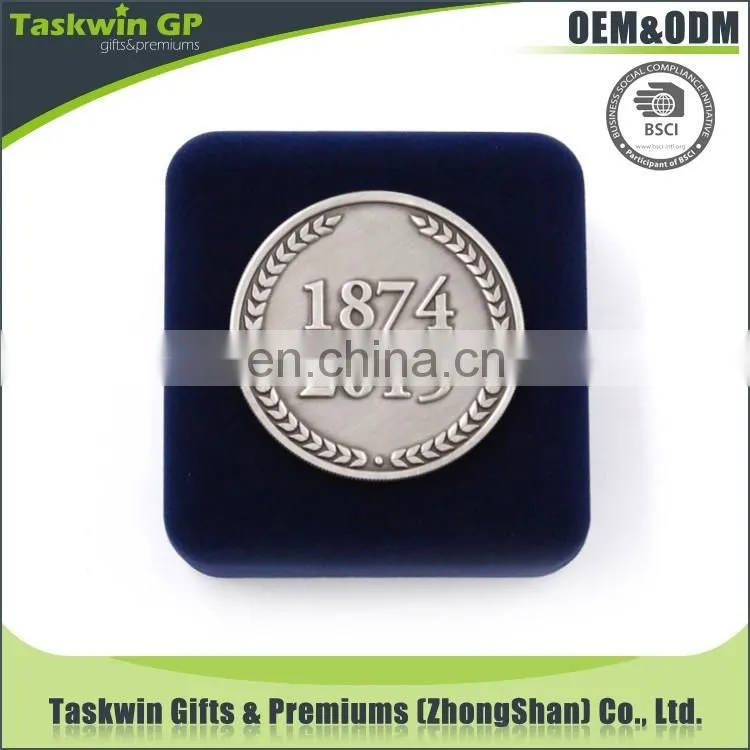 Custom Velvet coin box, velvet box coin, and challenge coin for promotioal
