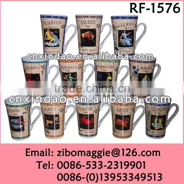 2015 Hot Sale Zodiac Print Promotional Soup Mug Milk Mug Ceramic for Tableware