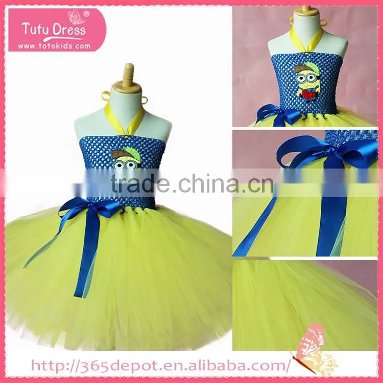 Halter top light yellow ballet dress with blue ribbon gauze dress halloween costume