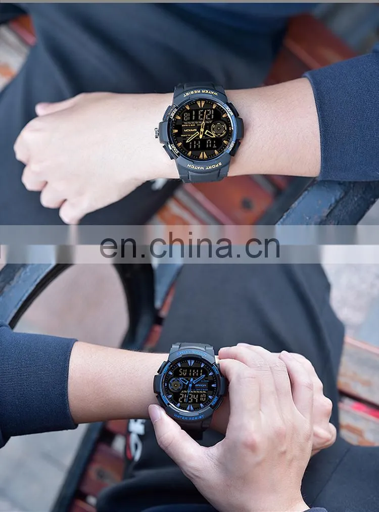 Sanda 6002 New Analogue LED Mens Watches Chrono Luminous Water Proof Sport Men Digital Watch