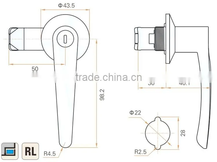 CE RoHS 2015 FEILEI MS310-1 Wenzhou wholesale zinc alloy high quality cabinet L handle latch lock with key set