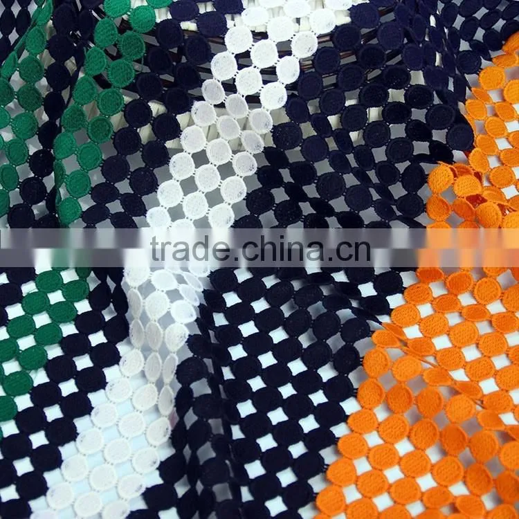 Good selling water soluble 100% polyester best price multi-color chemical african lace fabrics
