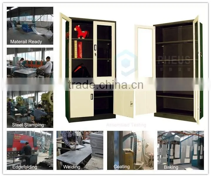 High Quality Swivel Mirror Steel Master File Cabinets Glass swing Door Pantry Filing Cabinet