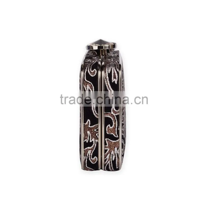 2016 the most popular national style wholesale leather hard shell clutch bag for party