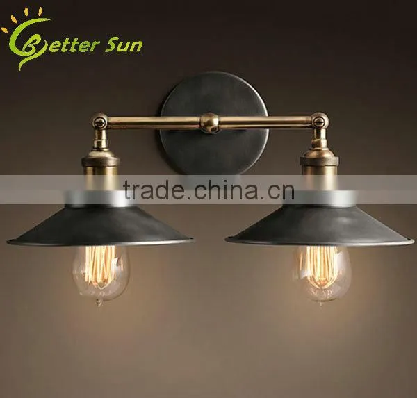 Matt Black Hat Shade Vintage Industrial Antique Wall Sconce
