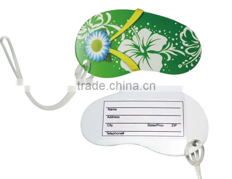 Hard PVC foot shaped luggage tag with transparent loops