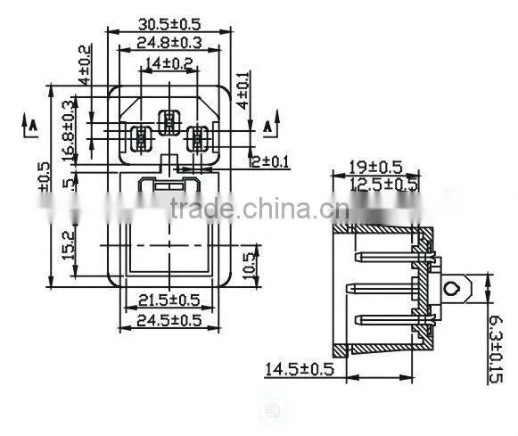 Iec outlet or inlet AC e27 socket with puse holder