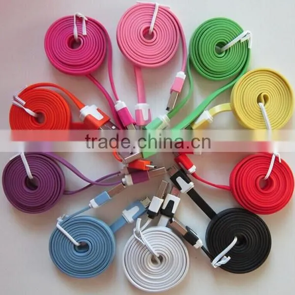 Factory supply Noodles V8 Micro usb Cable for Samsung HTC LG SONG
