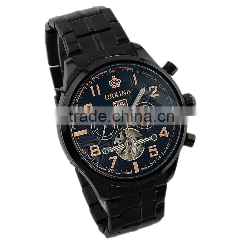 Black Tourbillon Mechanical Watch WM372 Teenage Fahion Watches