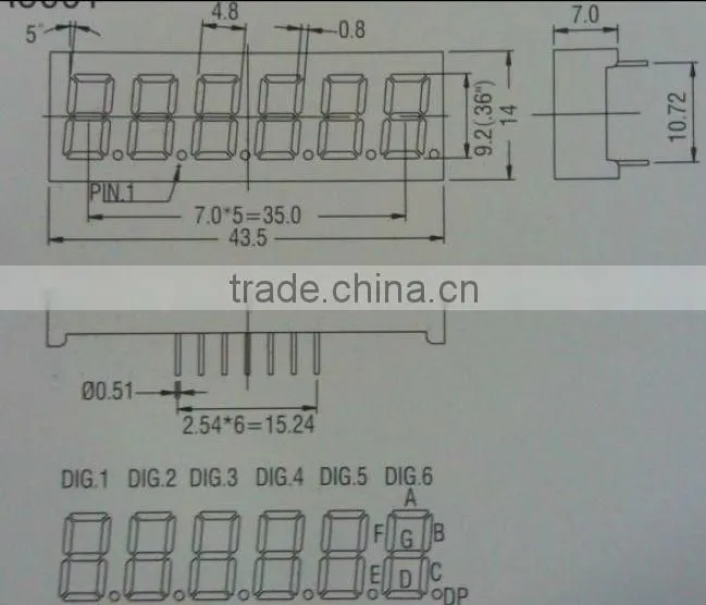 Through Hole XH-5661BRW NEWSHINE FND Red 6Digits 7 Segment LED Display 0.56 Inch 8.8.8.8.8.8.