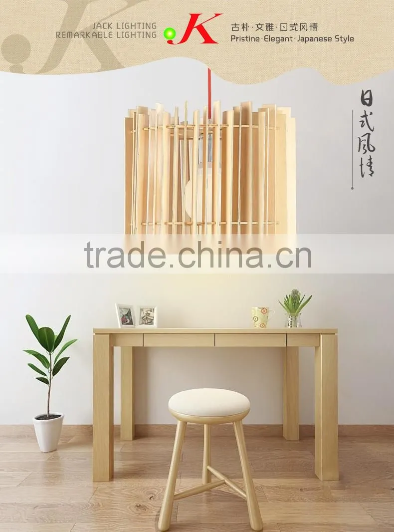 Wooden LED pendant light JK-8005B-04 round wooden e27 lamp holders pendant lamp with Japanese-style light bulb for living room l