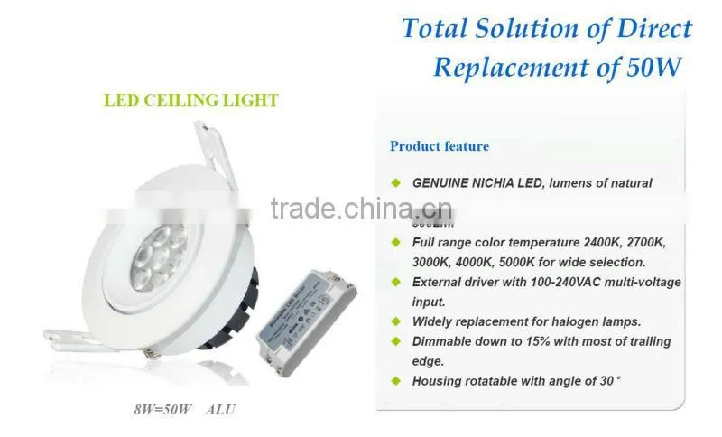 8w dimmable led ceiling light 3 years warranty,nichia led ,china alibaba express