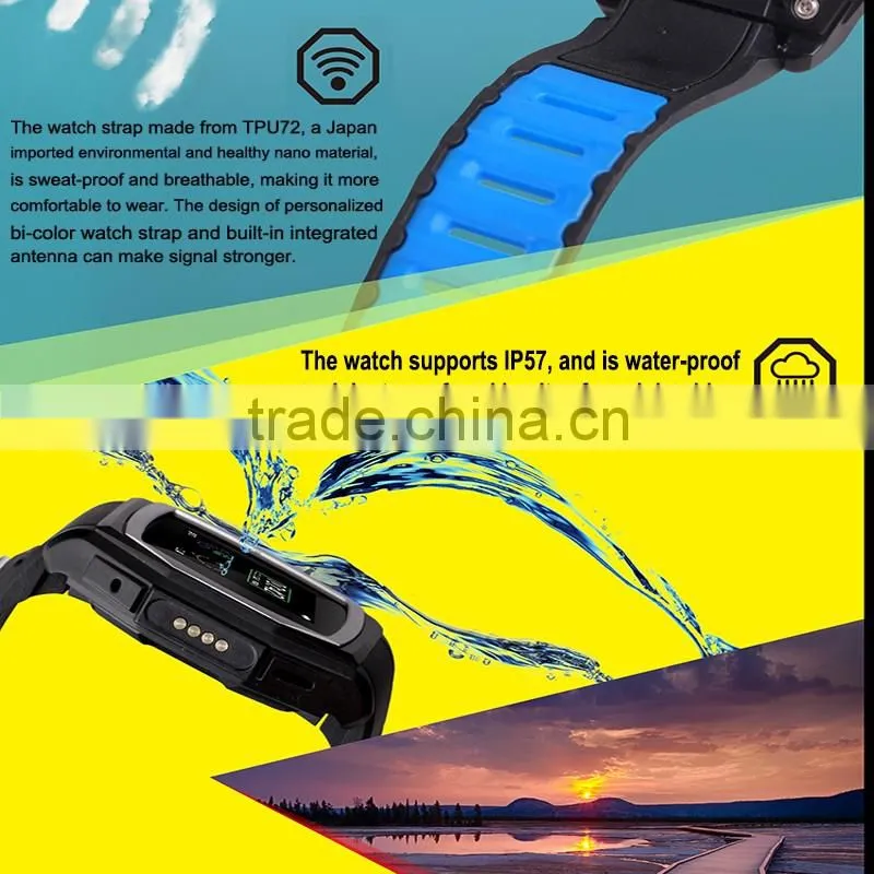 GT68 MTK6261A Chipset dustproof waterproof IP57 blueooth 4.0 smartphone watch with SOS function