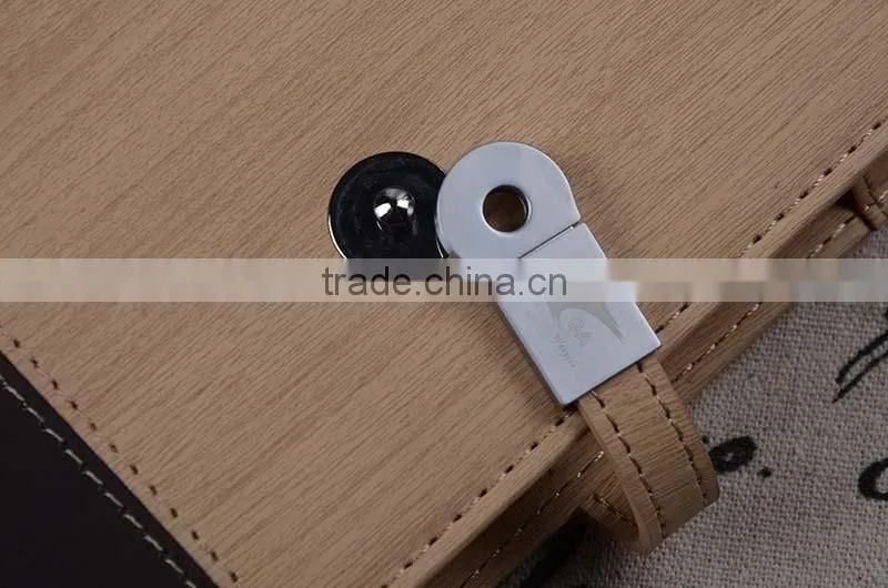 Multi-color leather diary with usb stick,ring binder notebook power bank