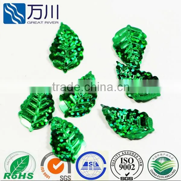Green Bulk Color Loose Sequin in Leaf Shape in 2014 New Design