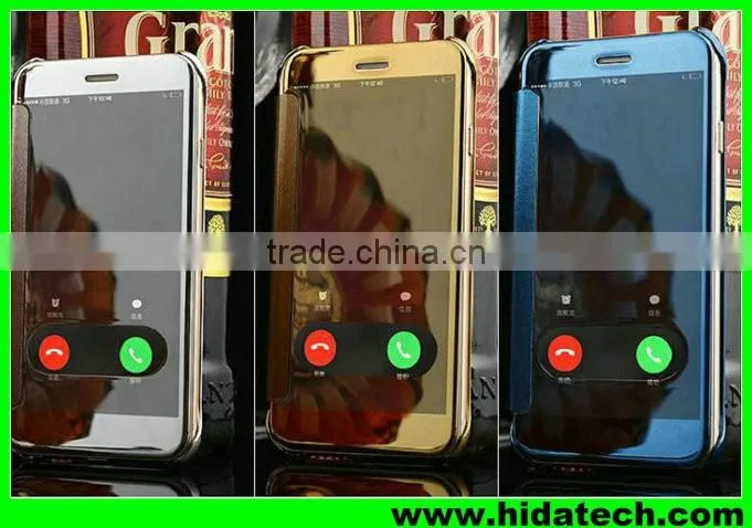 Hot selling smart visible flip leather phone case for iPhone6 6s leather pouch