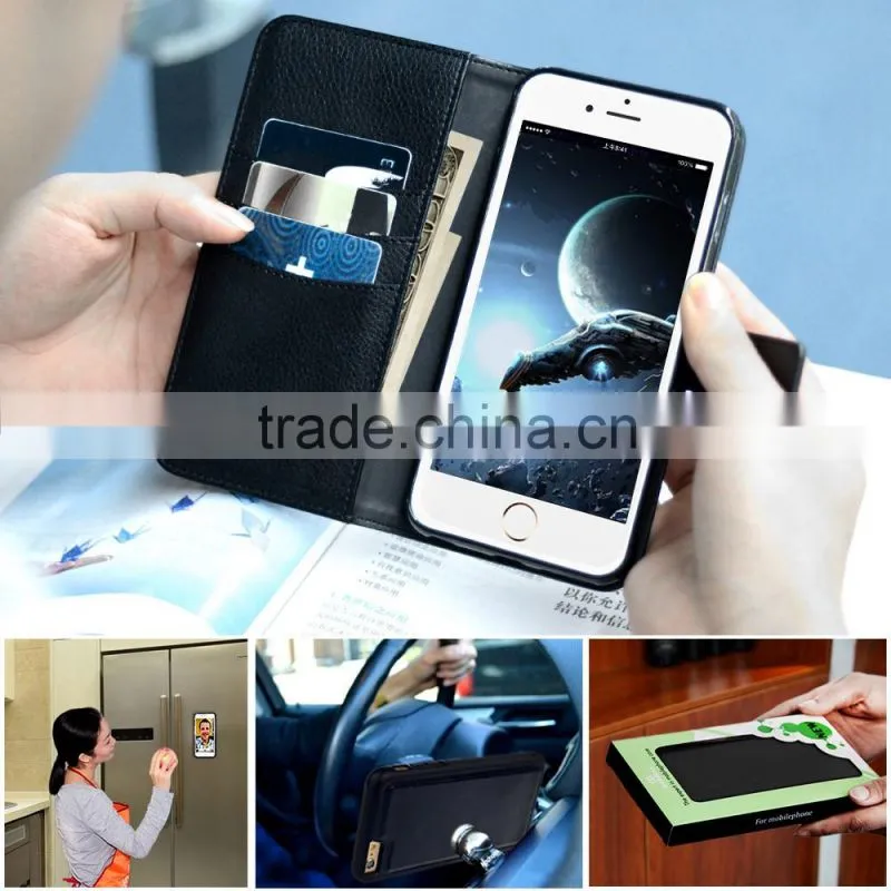 Detachable leather phone case with magnet and RFID material