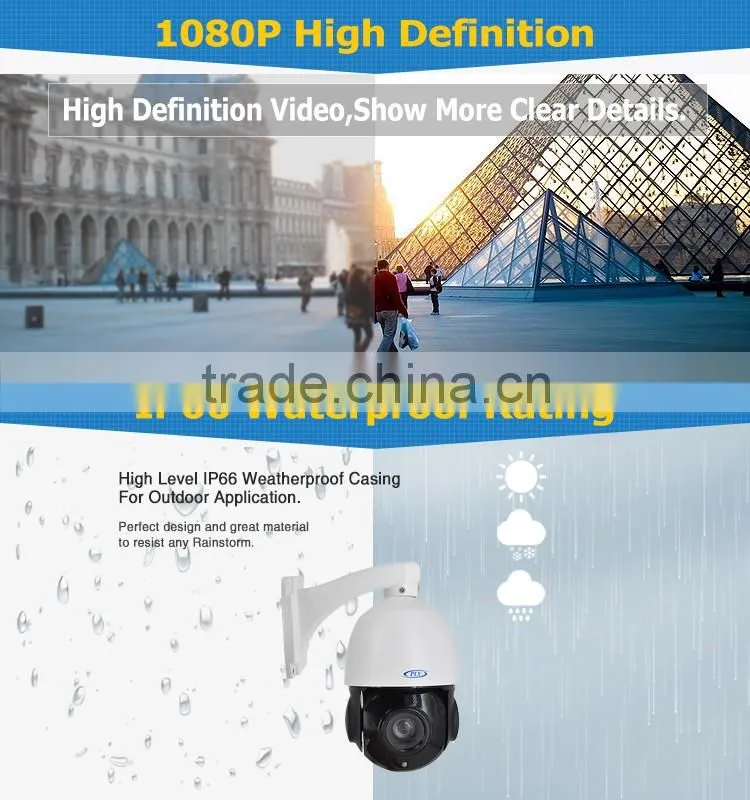 IP66 waterproof weatherproof 2.0 megapixel night vision ptz poe ip camera with 50M IR distance