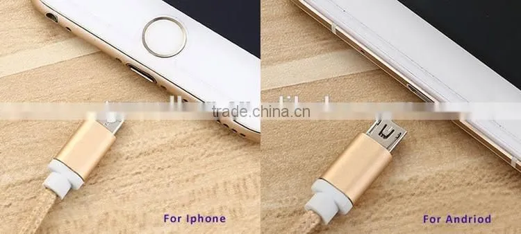 tow double sided mini usb cable charger cable for iphone and samsung