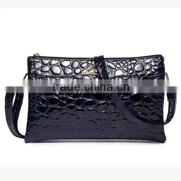 Fashionable ladies crocodile skin pu evening bagwith two straps