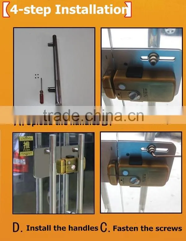 CE Mark Security Electrical Zinc Alloy Office Remote Control Frameless Door Lock for Glass Door