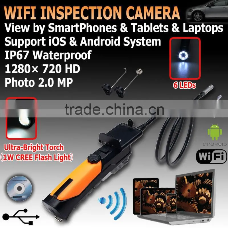 HD Waterproof iPad IPhone iOS Android WiFi Inspection Camera Borescope Endoscope