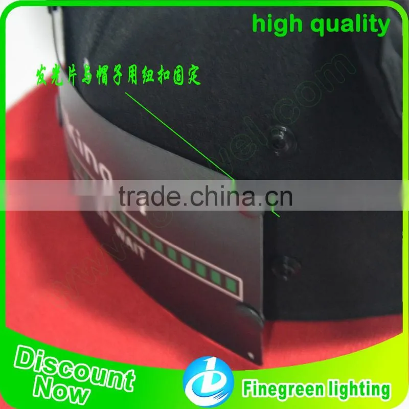 new style el panel hat,.el panel cap electroluminescent hat with snap button