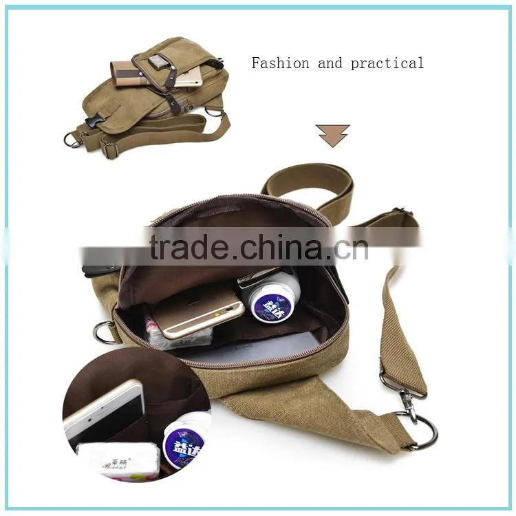Cheap fashion canvas chest bag for young men