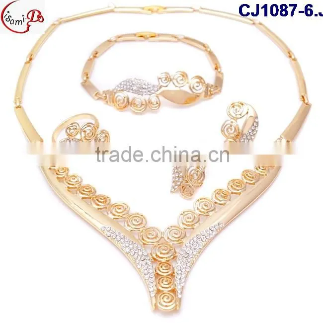 CJ1087 gold Latest italian fashion top high quality various design Jewelry with rhinestone matching dress for party/wedding