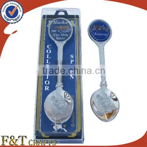 cusotm logo design silver personalized metal souvenir spoons