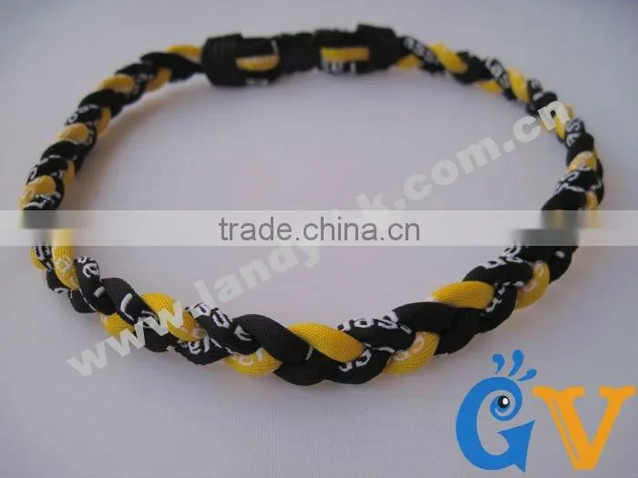 Cheap Tri Braided Weave Titanium Sports men silicone rubber necklace