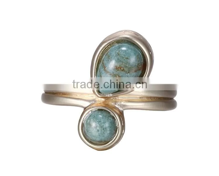 2016 Chinese wholesale green stone mosaic gold plating ring jewelry
