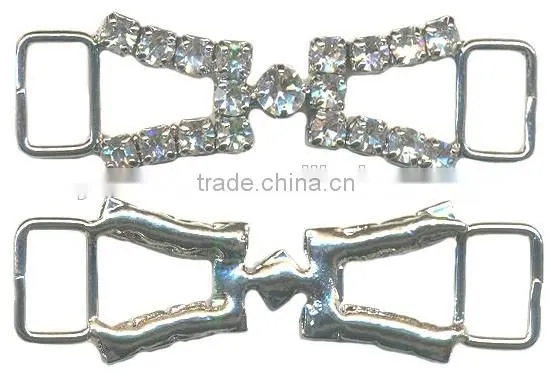 3MM 5MM Clear Cystal Rhinestone Connector Rhodium Metal Belt Buckle