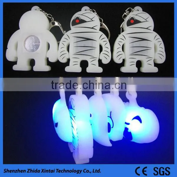 cute shape glow in the dark silicone mini led flashlight keychain