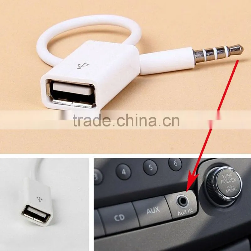 8 inch Sync 3.5mm Male AUX Auxiliary Audio Plug Jack to USB Cord Converter Cable