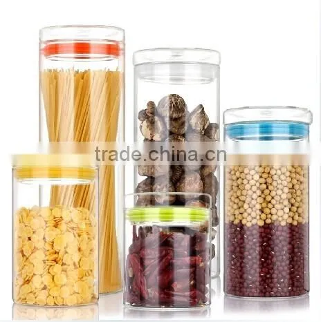 Hot Sale Borosilicate Glass Jar With Plastic Airtight Lid Glass Canister