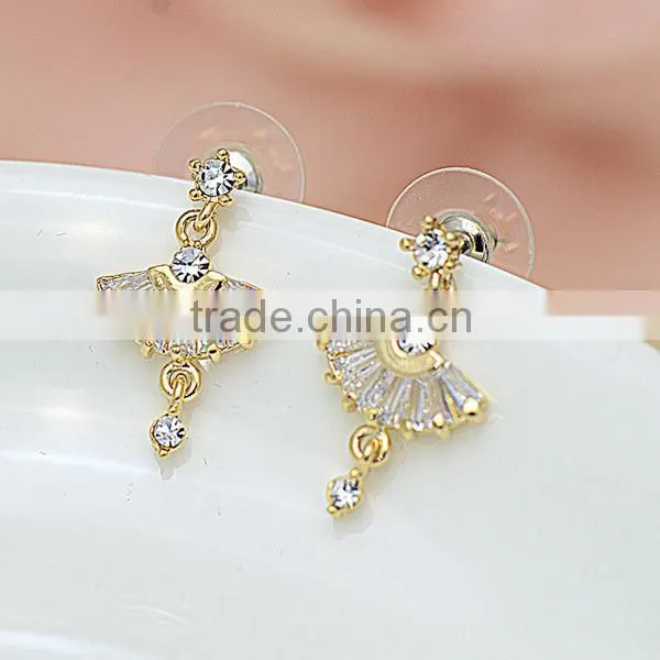 yiwu sector shaped small litter ballet girl earrings