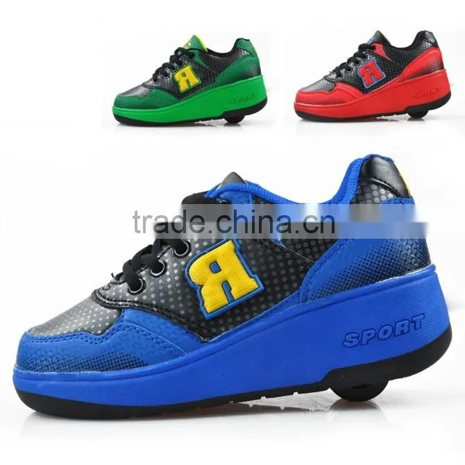 wholesale original brand name shoes skate, kids sport roller shoes with retractable wheels factory in china