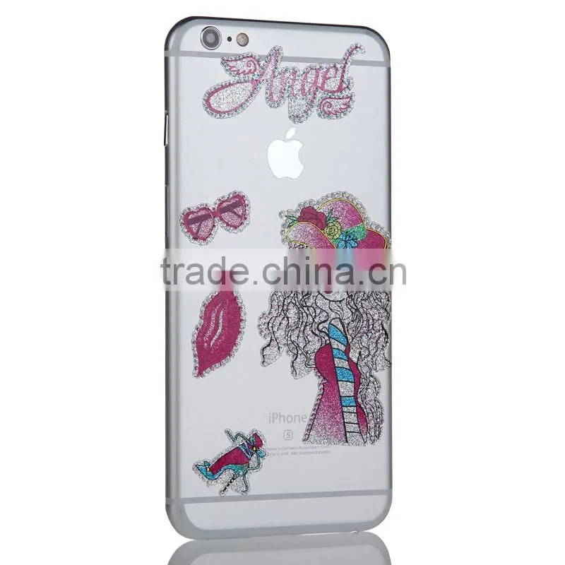 beauty sticker kids lovely promotional gift fashion crystal mobile phone sticker for decorate