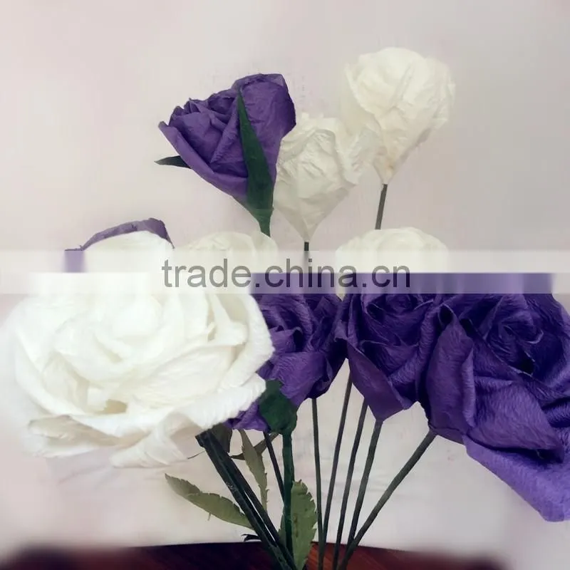 craft crepe paper flower, purple crepe paper flower, wedding decoration flower