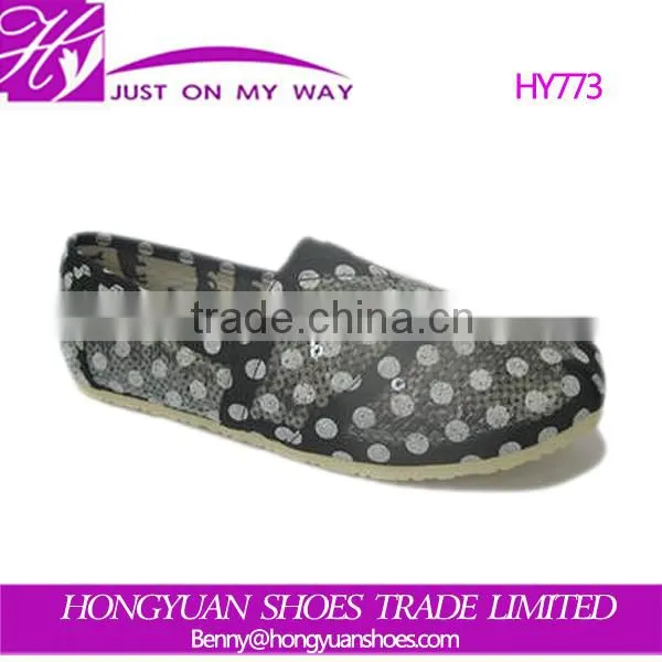 women casual flat shoes with white polka dots