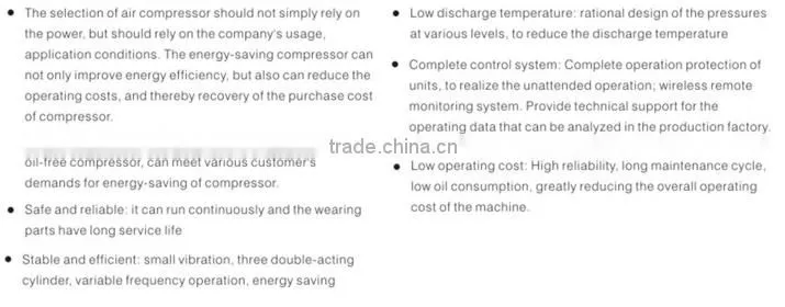 PET blowing oil-free compressor have long service life