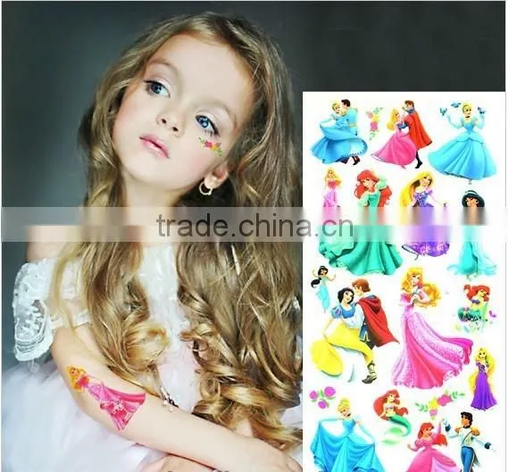Custom cartoon water transfer temporary color tattoos for kids body art tattoos safe non-toxic color tattoo stickers factory