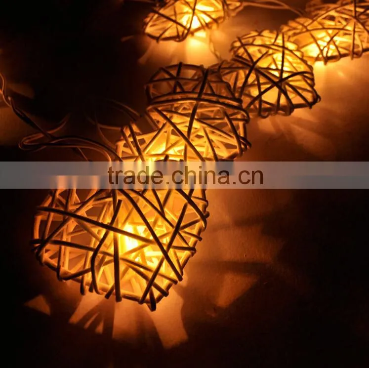 3.4 - 4 meters Handmade Multicolor Heart Design Rattan Balls String Lights For Decorative Holiday, Party, Wedding, Christmas