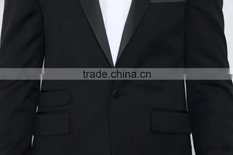 High quality custom made black tuxedo men suits slim fit wedding