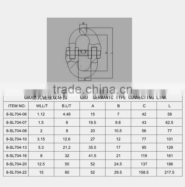 drop forged hardware alloy steel/carbon steel lifting hoist 80G German type connecting link