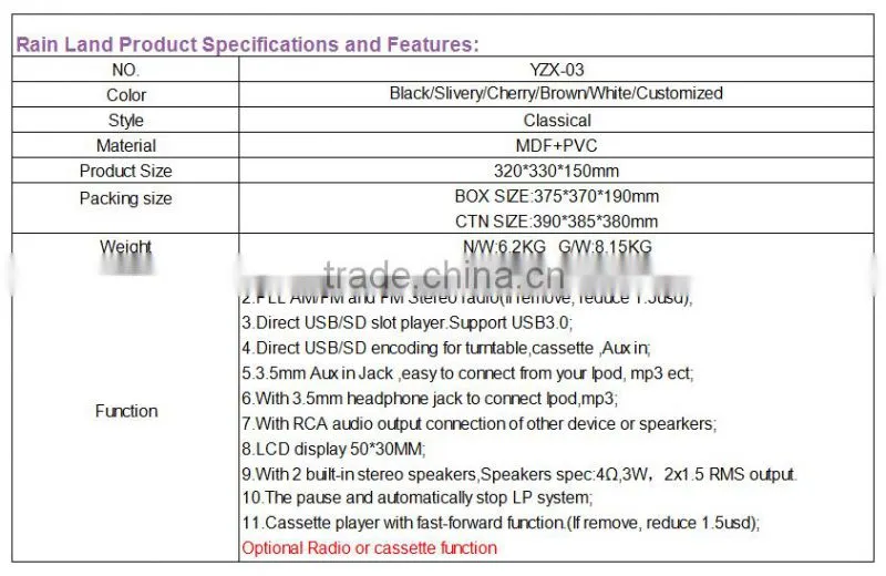 2016 hot selling creative radio with record function record player