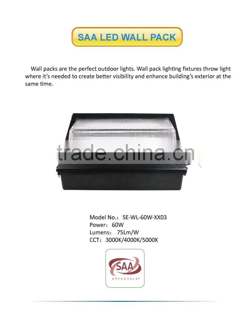 Outdoor SAA 60W LED Wall Pack Light