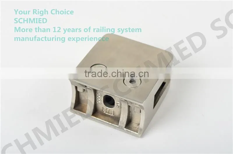 stainless steel small square 45*45mm corridor handrail composite railing glass clamp