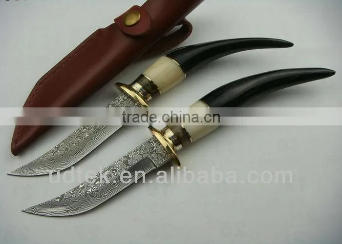 OEM Ox horn/Camel Bone/Brass handle Damascus knife